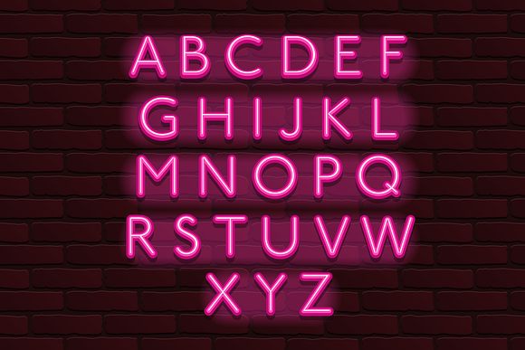 Neon Banner alphabet font bricks in Blackletter Fonts - product preview 1