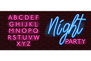 Neon Banner alphabet font bricks