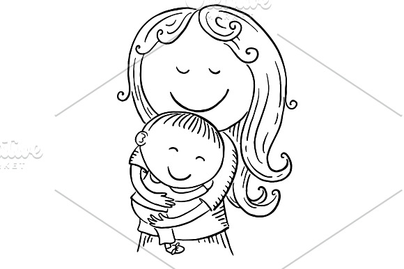 Happy cartoon mother with a child in Illustrations - product preview 1
