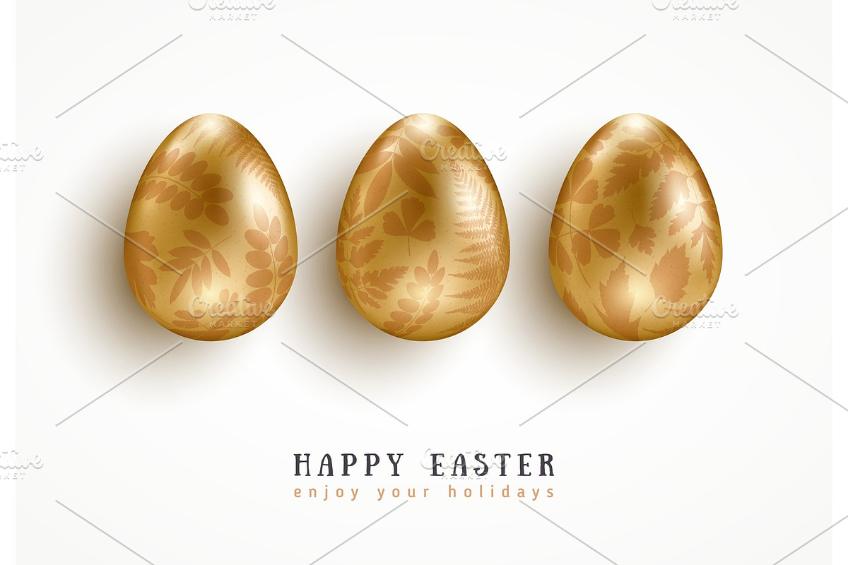 Golden eggs with floral pattern in Illustrations - product preview 8