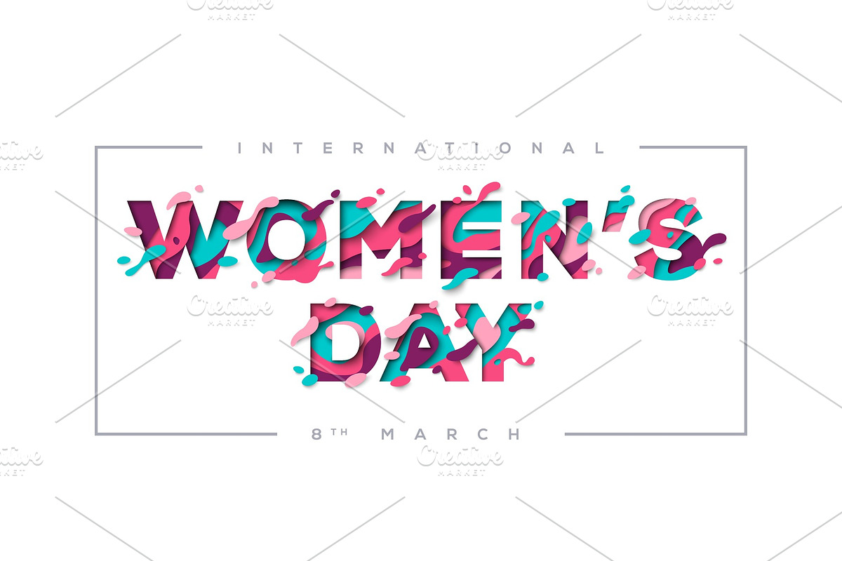 Women's day typography with frame in Illustrations - product preview 8