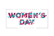 Women's day typography with frame