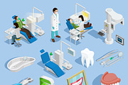 Dentist isometric icons set