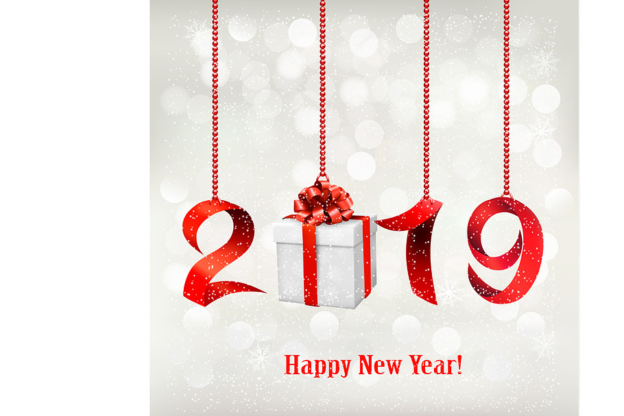 2019 New Years background with gift. in Illustrations - product preview 8