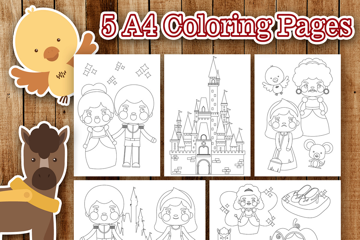 Cute Cinderella Coloring Pages in Illustrations - product preview 8