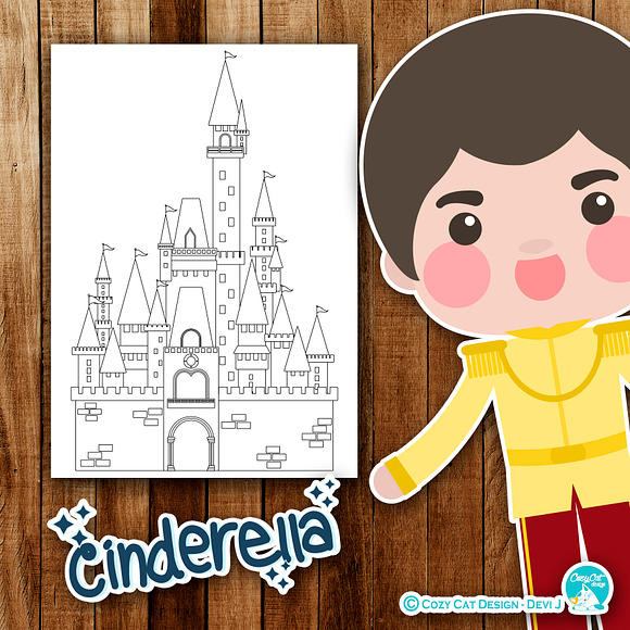 Cute Cinderella Coloring Pages in Illustrations - product preview 2