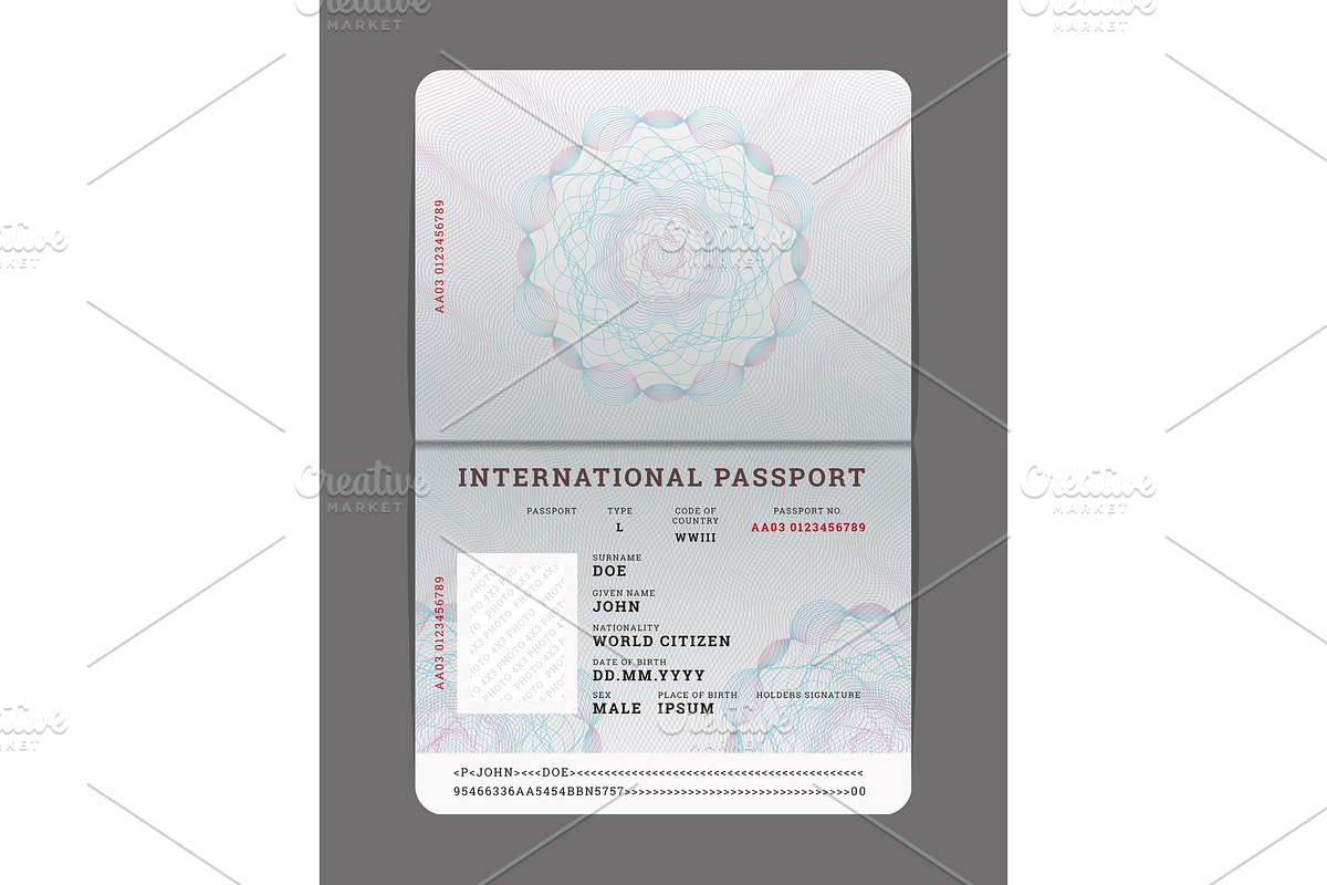 Blank open passport template in Textures - product preview 8