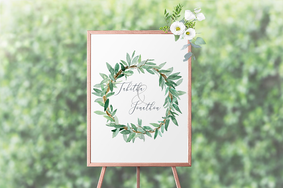 Olive Branch Wreath Hand Painted in Illustrations - product preview 6