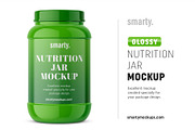 Glossy nutrition jar mockup