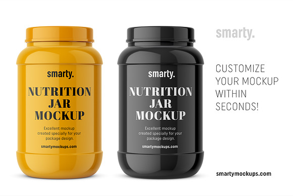 Glossy nutrition jar mockup in Product Mockups - product preview 2