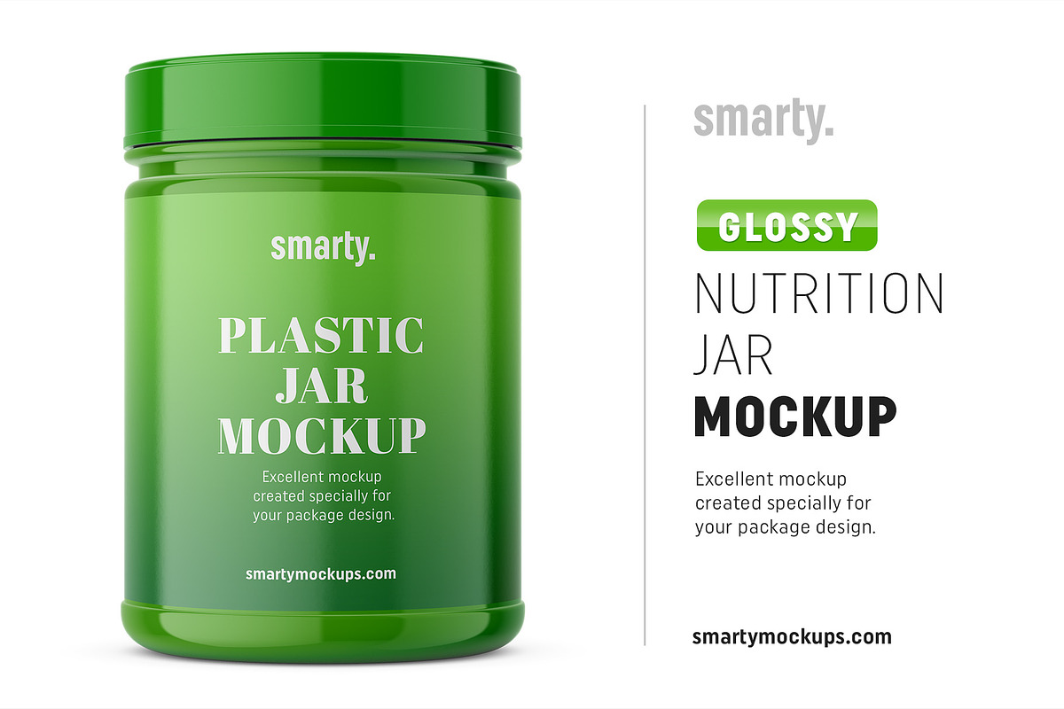Glossy nutrition jar mockup in Product Mockups - product preview 8