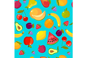 cartoon fruits pattern. colorful