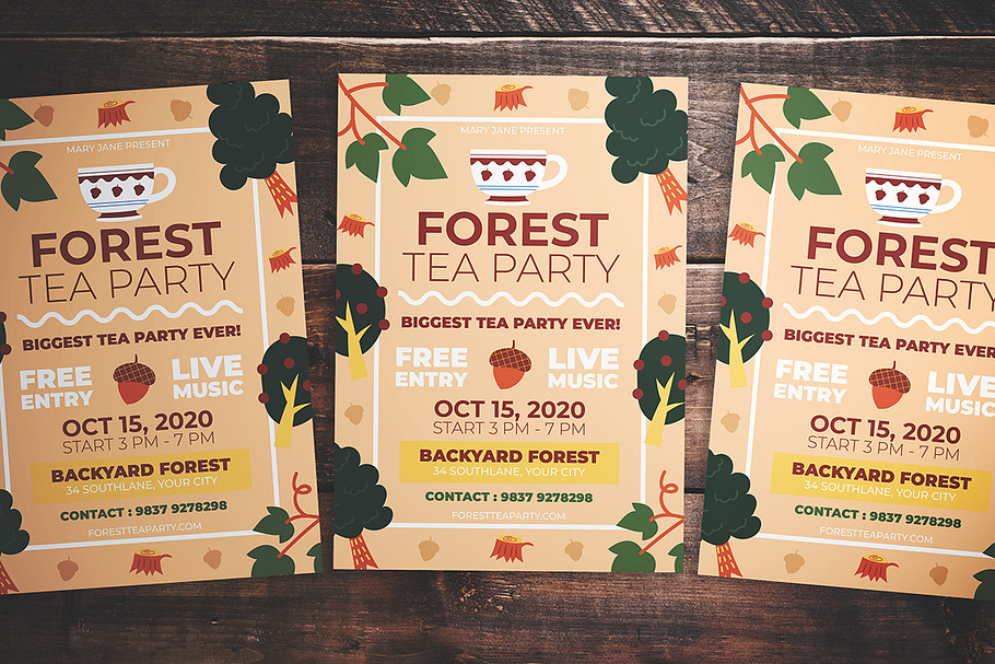 Forest Tea Party Flyer in Flyer Templates - product preview 8