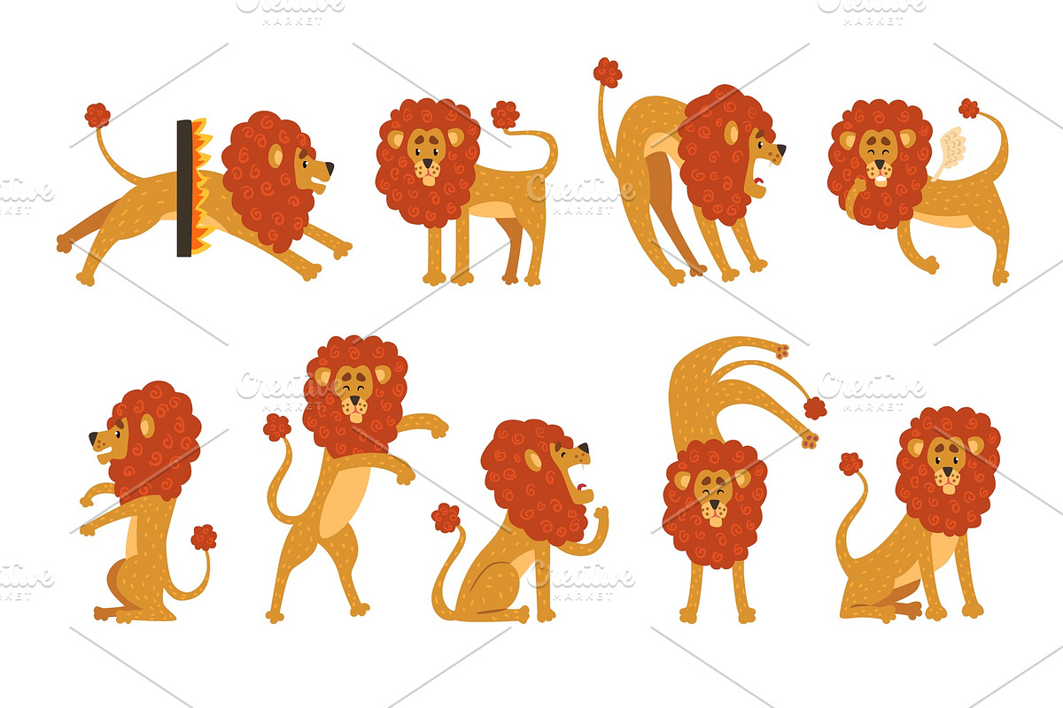 Set of funny African lion in in Illustrations - product preview 8