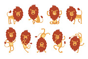 Collection of lion in various poses