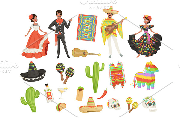 Set of cultural symbols Mexico