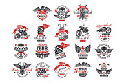 Set of vintage motorcycle club