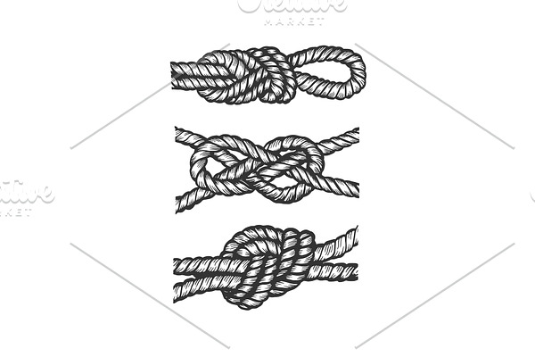Marine knots engraving vector