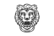 Lion door handle engraving vector