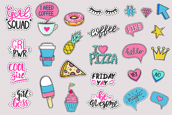 Girl fun stickers in Graphics - product preview 1