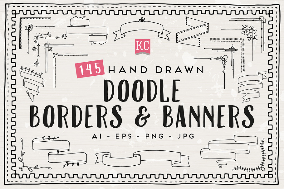 Doodle borders and banners in Illustrations - product preview 8