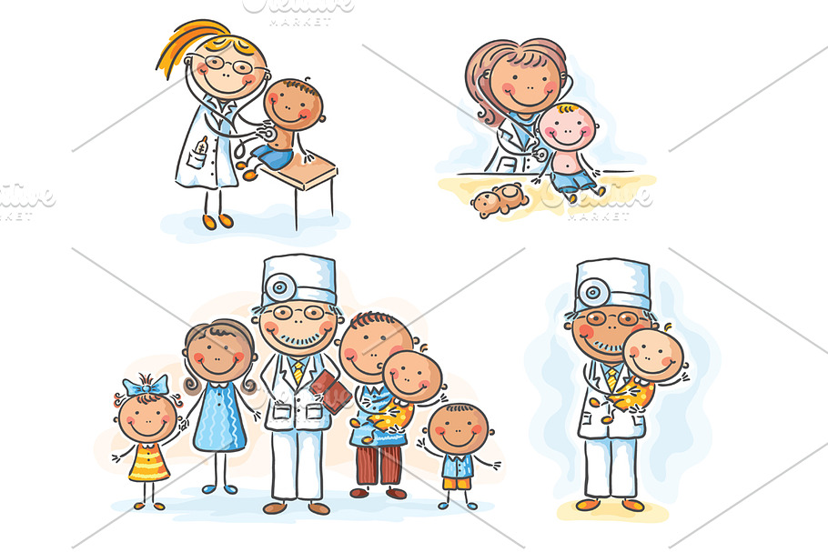 Family doctor with his patients in Illustrations - product preview 8