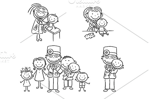 Family doctor with his patients in Illustrations - product preview 1