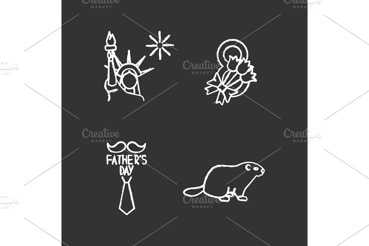 Holidays chalk icons set in Icons - product preview 8