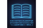 Open book neon light icon