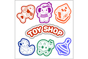 Kids toys cartoon - vector icons