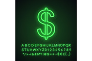 Dollar neon light icon