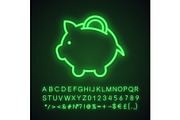 Piggy bank neon light icon
