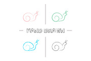 Snail hand drawn icons set