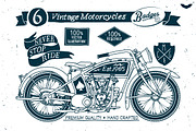 6 Vintage Motorcycles Badges