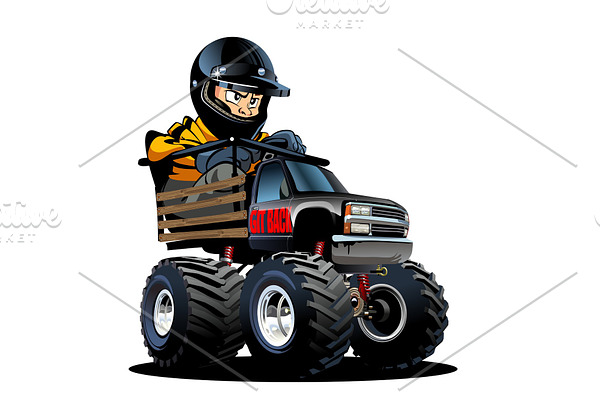 Cartoon Monster Truck with driver