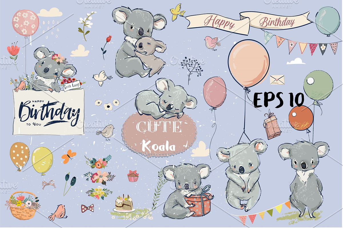 Set with Little koalas in Illustrations - product preview 8