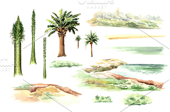 Prehistoric world. Watercolor bundle in Illustrations - product preview 4