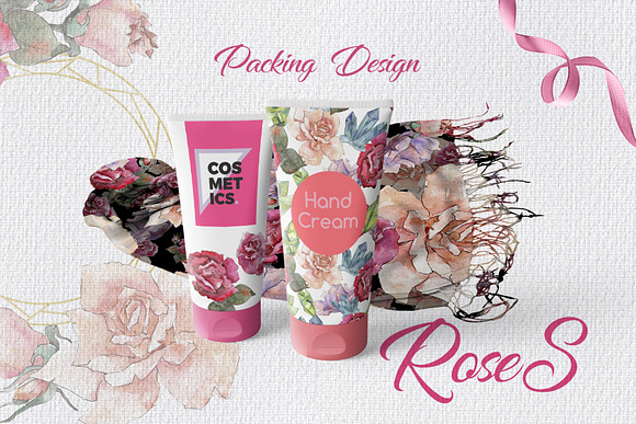 Pink and beige roses PNG watercolor  in Illustrations - product preview 5