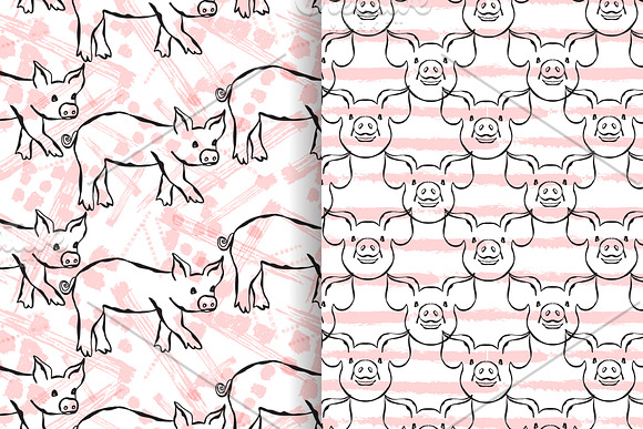 Hand Drawn Pigs and Patterns in Illustrations - product preview 3