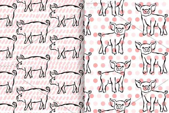 Hand Drawn Pigs and Patterns in Illustrations - product preview 4
