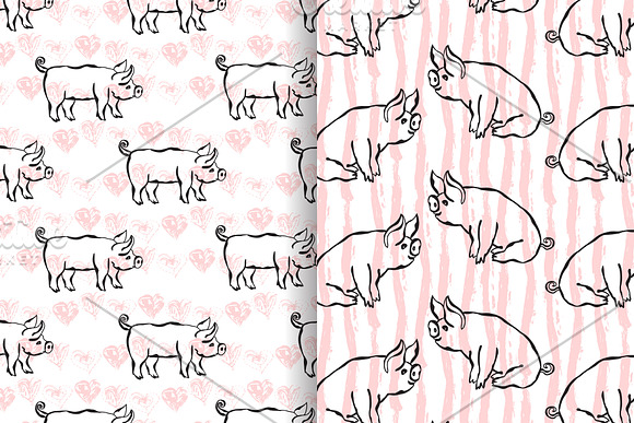 Hand Drawn Pigs and Patterns in Illustrations - product preview 5