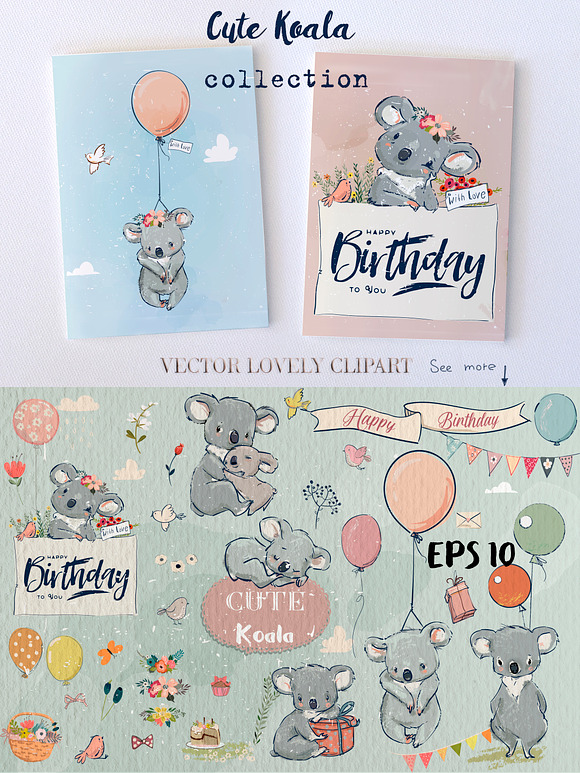 Set with Little koalas in Illustrations - product preview 1