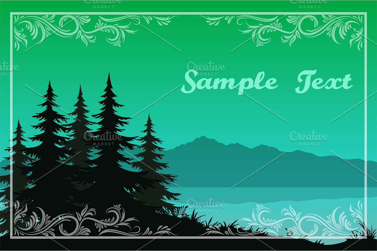 Trees, Lake and Mountains in Illustrations - product preview 8