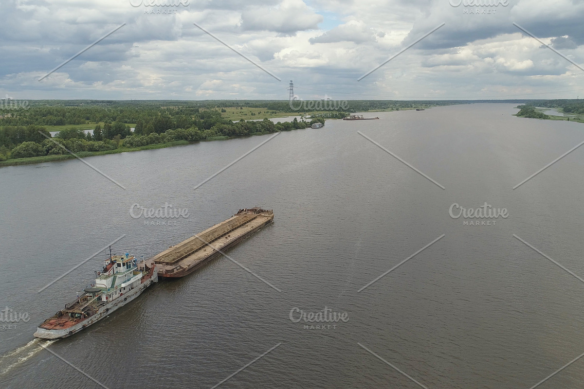 Barge on the river Volga in Graphics - product preview 8