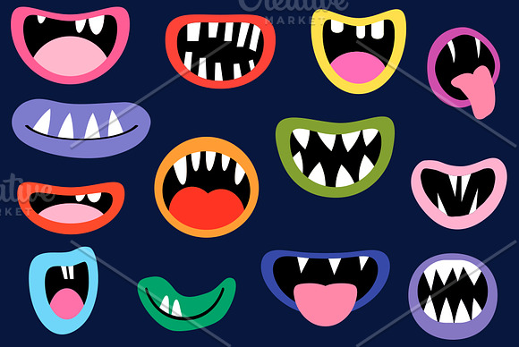 Funny monster mouths clip art set in Illustrations - product preview 1