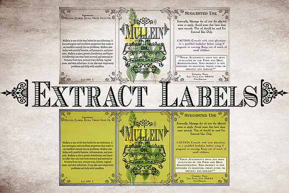 Mullein Vintage Labels in Stationery Templates - product preview 2