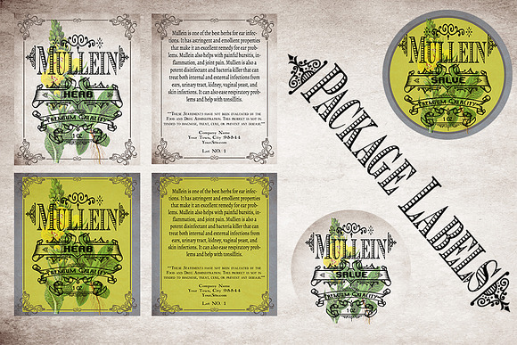 Mullein Vintage Labels in Stationery Templates - product preview 3