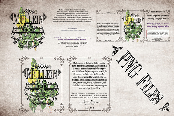 Mullein Vintage Labels in Stationery Templates - product preview 4
