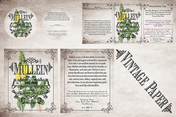 Mullein Vintage Labels in Stationery Templates - product preview 5