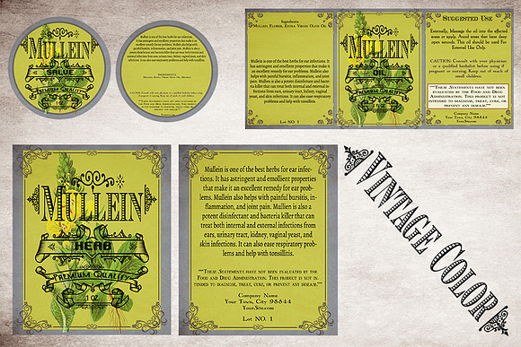 Mullein Vintage Labels in Stationery Templates - product preview 6